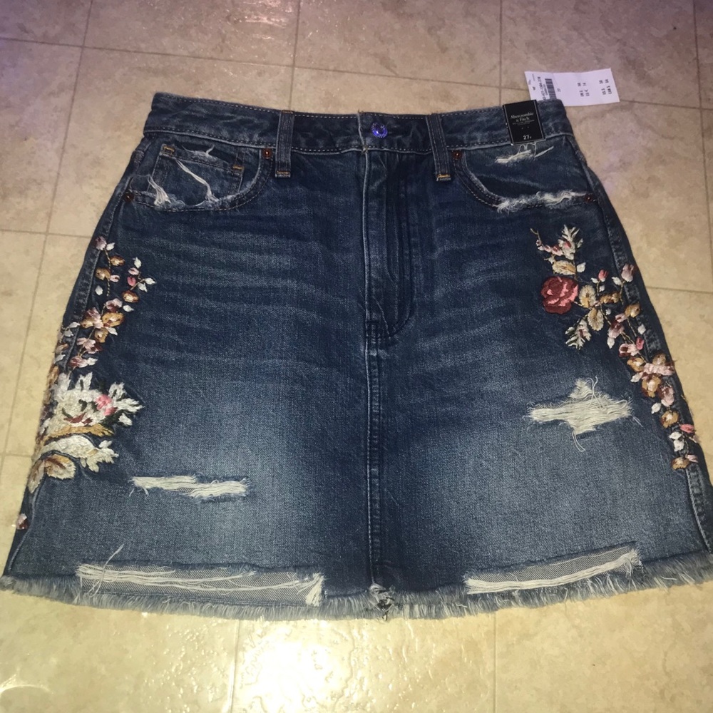 Embroidered Denim Skirt